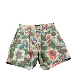 Polo Ralph Lauren 80s VTG Cotton Linen Pleated Floral Short 30